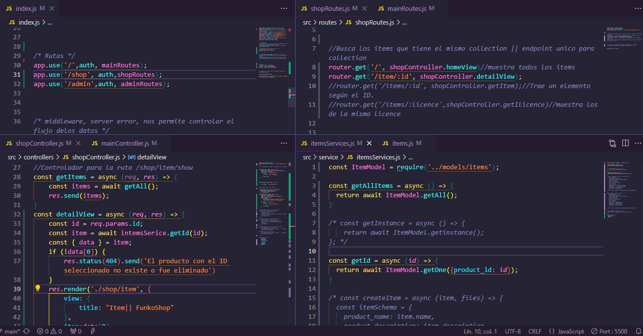 Imagen represntativa del codigo de desarrollo de un backend.